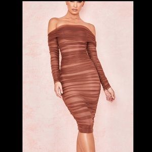 House of Cb “Anais” tulle off the shoulder dress